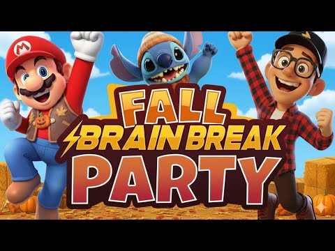 Fall Brain Break Party ⚡️ Freeze Dance for Kids ⚡️ Jump Battle ⚡️ Mario Stomp ⚡️ Would You Rather