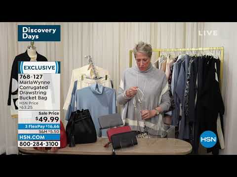 MarlaWynne Corrugated Drawstring Bucket Bag with Tassels