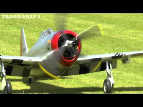 GIANT 1/4 SCALE RC CARF MODELS P47 THUNDERBOLT RAZOR BACK - MOKI 250cc RADIAL - NLMFC BALDOCK 2013