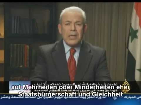 Die Rede des Präsidenten des syrischen Nationalrats SNC, Dr. Burhan Ghalioun an die syrische Nation