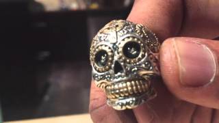 Sterling Silver Biker Sugar Skull Ring - Review