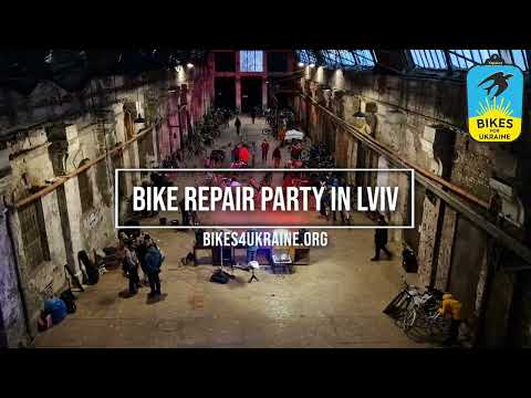 Bike Repair Party in Lviv, Ukraine with donated bikes from Bikes4Ukraine