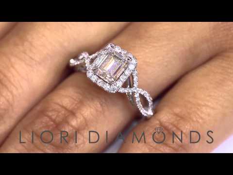 ER-1237 - 2.32 Carat G-SI1 EGL Certified Emerald Cut Diamond Engagement Ring 18k Pave Halo