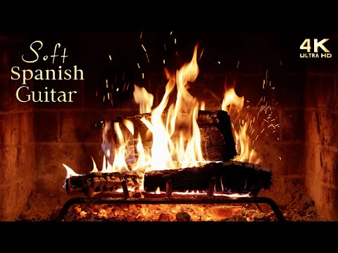 🔥 Soft Spanish Guitar Music Fireplace 🔥