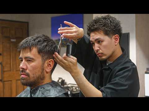 💈(ASMR) Scissors-Only Transformational Haircut by Traditional Japanese Barber | Genki Kobayashi