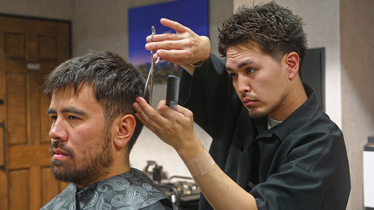 💈(ASMR) Scissors-Only Transformational Haircut by Traditional Japanese Barber | Genki Kobayashi
