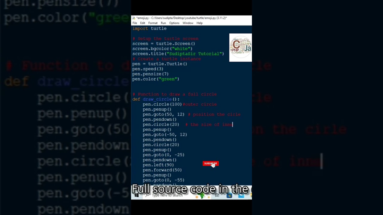Drawing Beautiful Emoji in  Python Turtle with Full Source Code# Python # turtle # graphic # emoji