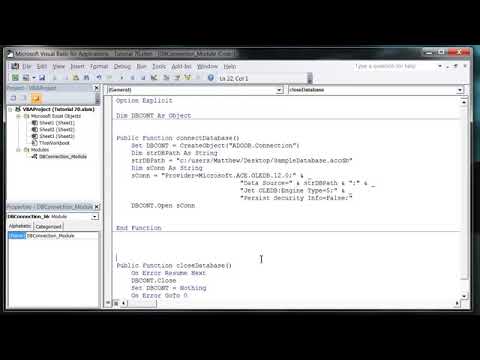 Excel 2010 VBA Tutorial 71   ADODB   Database Connections