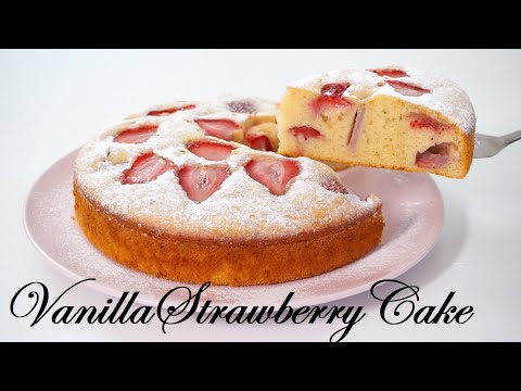 Soft And Fluffy Vanilla Strawberry Cake
