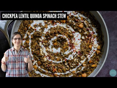 This is the Stew I make When I want a PROTEIN PACKED Vegan Meal 🌱💪 | CHICKPEA LENTIL SPINACH STEW