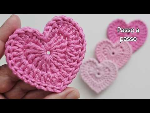 Coração de crochê CONTORNADO - Tamanho MÉDIO