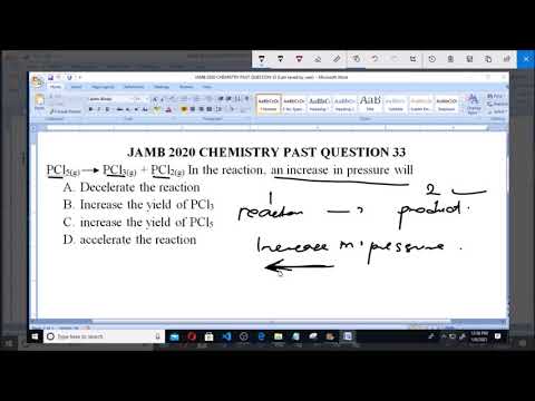 JAMB 2020 CHEMISTRY PAST QUESTION 33 Effect of Pressure on  a Reaction