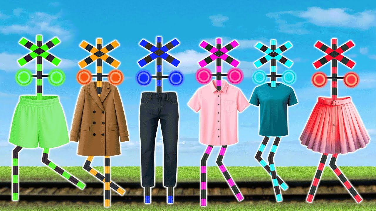 【踏切アニメ】私のためのランダムパーツサインフレーム | Railroad Crossing and train railway level crossover