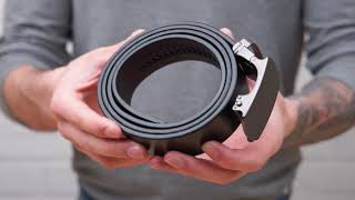 Ремінь чоловічий з зернистою пряжкою автомат 20272 Vintage чорний