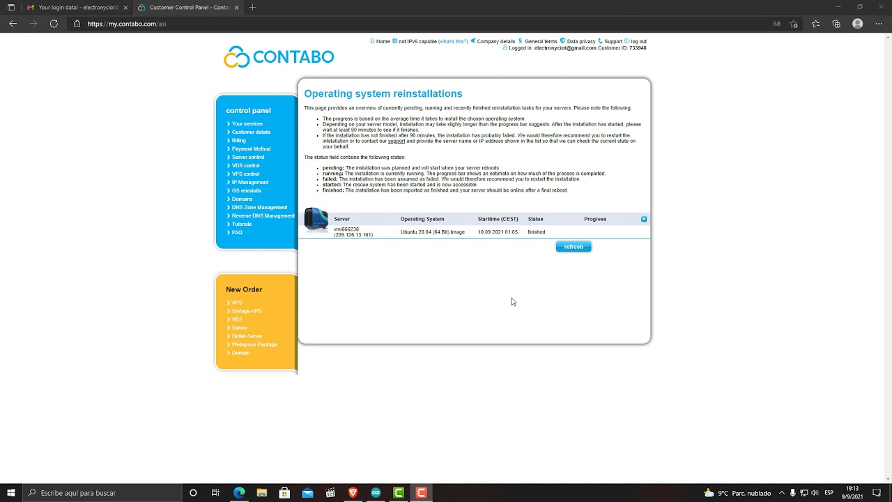 Reinstalar Ubuntu 20.04 en Servicios CLOUD Contabo VPS Server