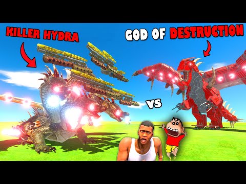 GOD of DESTRUCTION vs KILLER HYDRA in Animal Revolt Battle Simulator with SHINCHAN and CHOP