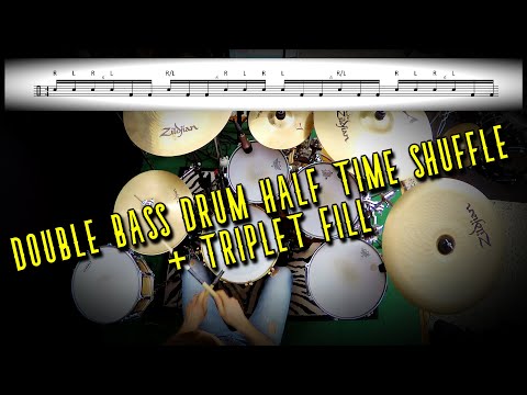 Paolo Caridi - Double Bass Drum Half Time Shuffle + Triplet Fill (ft. Marco Sfogli)