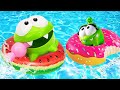 Om Nom toys stories. Super Noms at the swimming pool & kids' video.
