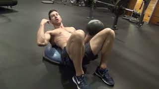 Bosu Ball Crunch with Medical Ball exercise video thumbnail