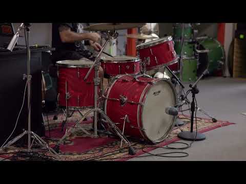 Vintage Mica-Sonic MIJ Red Satin Flame Drum Set image 26