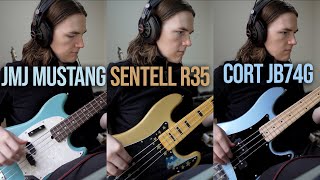 Video thumbnail for P-Bass Pickup Comparison | JMJ Mustang, Sentell R35a, Cort GB74Gig by kerodean
