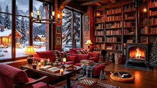 Winter Coffee Shop Ambience❄️Relaxing Winter Jazz Music with Gentle Snowfall for Work, Study, Unwind