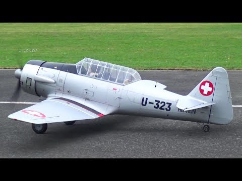 OLDTIMER RC MODEL AIRPLANE NORTH AMERICAN AT-6 HARVARD SWISS AIR FORCE