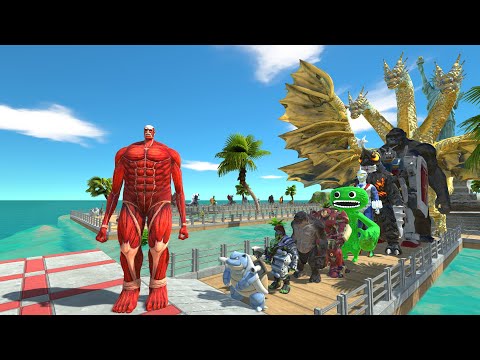 Colossal Titan vs Ghidorah OASIS DEATH RUN - Animal Revolt Battle Simulator