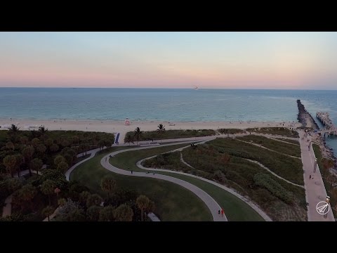 Miami Beach sunset - South Pointe Park view with Drone Phantom 4 - USA