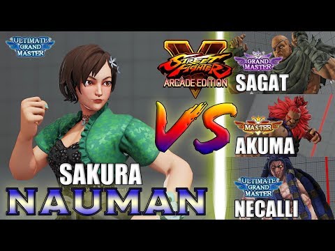 SFV AE 👊🏻 nauman (sakura) vs SAGAT & AKUMA &  Yuhi hikali (NECALLI)