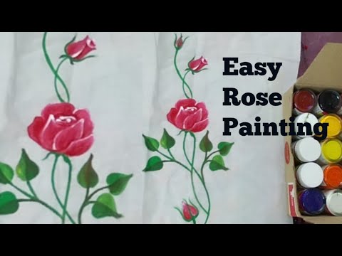 Very Easy Rose Painting // Acrylic Painting Rose Flower..