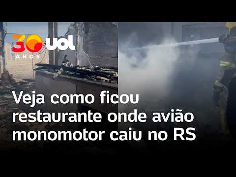 Avião cai no RS: Vídeo mostra como ficou restaurante onde monomotor despencou
