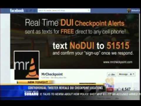 Mary Prevost represents "Mr. Checkpoint", a man who tweets out the locations of DUI checkpoints throughout SoCal. Police say that DUI fatalities are reduced when checkpoints are highly advertised. Here is the Channel 8 story on Mr. Checkpoint.
