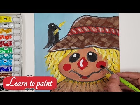 Daily challenge #43 | How to paint a Scarecrow 😱 HALLOWEEN 😱Acrylic Painting for Beginners