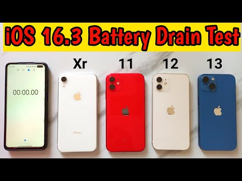 iOS 16.3 Battery Drain Test || iPhone Xr vs 11 vs 12 vs 13 Battery Drain Test