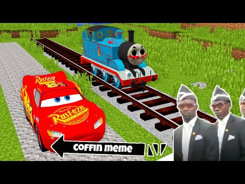 Lightning McQueen VS THOMAS THE TANK ENGINE.EXE Battle in Minecraft - Coffin Dance