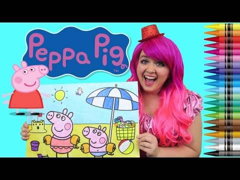 Coloring Peppa Pig & George At The Beach JUMBO Coloring Pad Crayola Crayons | KiMMi THE CLOWN Video