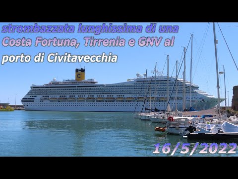strombazzata lunghissima di una Costa Fortuna, Tirrenia e GNV al porto di Civitavecchia
