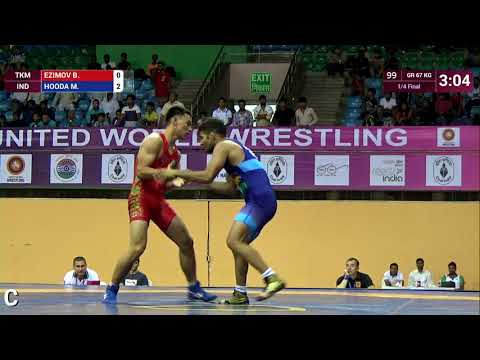 1/4 GR - 67 kg: B. EZIMOV (TKM) v. M. HOODA (IND)