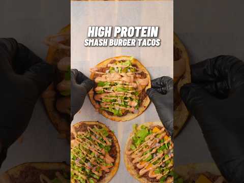 The TASTIEST High Protein Smash Burger Tacos! 🔥🍔🌮 26g protein each, ONLY 265 calories!