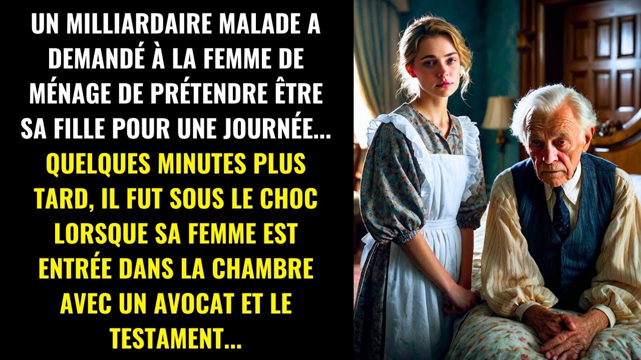 MILLIARDAIRE MALADE DEMANDE À LA FEMME DE MÉNAGE DE PRÉTENDRE ÊTRE SA FILLE... SA FEMME ENTRE AVEC..