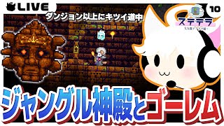 【Terraria/10日目】ダンジョンよりきついジャングル遺跡とゴーレム攻略！【ステテラ】