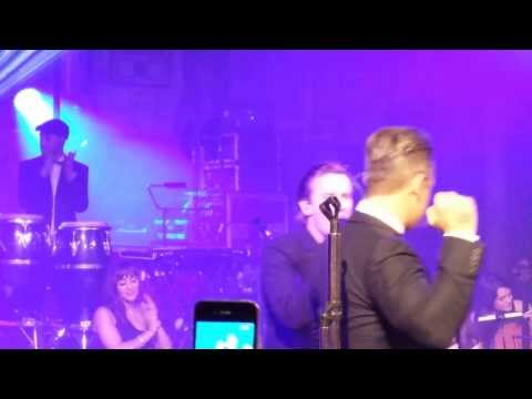 Robbie Williams and Ewan McGregor singing Angels at the Unicef Halloween Ball