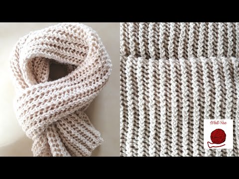 Knitting a scarf, step by step, see also info box