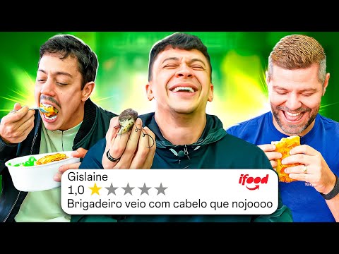 PROVAMOS AS PIORES COMIDAS DO IFOOD 😂 (a sobremesa veio peluda kkkkkkk)