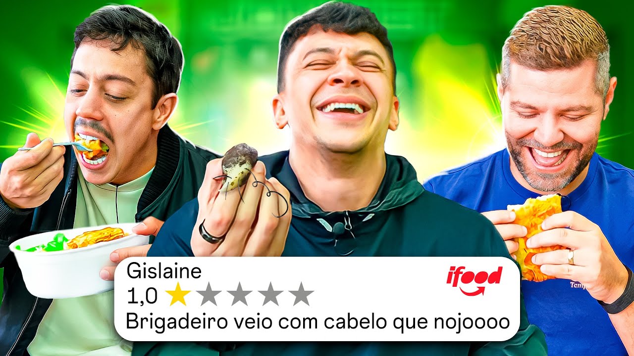 PROVAMOS AS PIORES COMIDAS DO IFOOD 😂 (a sobremesa veio peluda kkkkkkk)