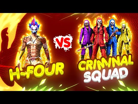 Overpower H-Four Vs Criminal Squad || Free Fire Solo Vs Squad Insane Fight - Nonstop Gaming