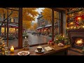 Great Relaxing Jazz Music ️ Winter Cafe Space And Warm Fireplace Sounds