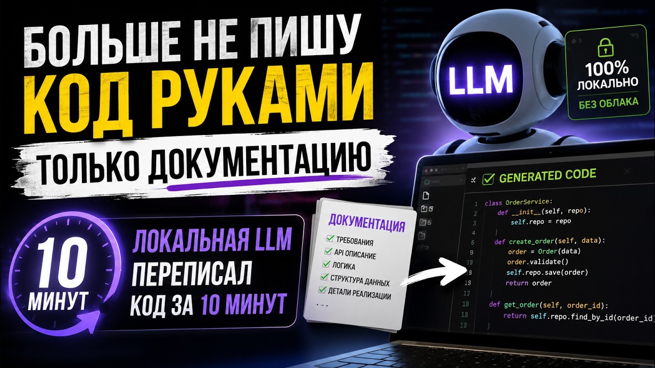 Больше не пишу код руками. Только документацию. Локальная LLM переписал код за