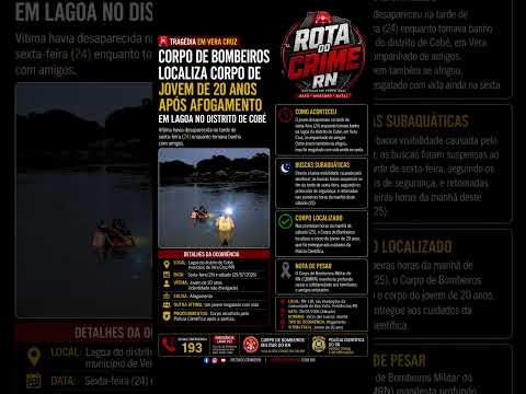 JOVEM DE 20 ANOS MORRE AFOGADO EM LAGOA DE VERA CRUZ 🚔